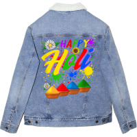 Happy Holi Festival Colors Festival Holi Festival Lover Holi T Shirt Unisex Sherpa-lined Denim Jacket | Artistshot