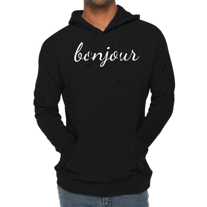 Bonjour T Shirt French Language Saying Teacher Student Lightweight Hoodie by tamkyfashions | Artistshot