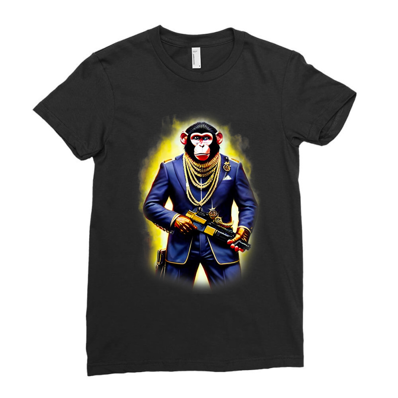 The Angry Monkey Funny Design For Man And Woman Ladies Fitted T-Shirt by AURRADILLARD | Artistshot