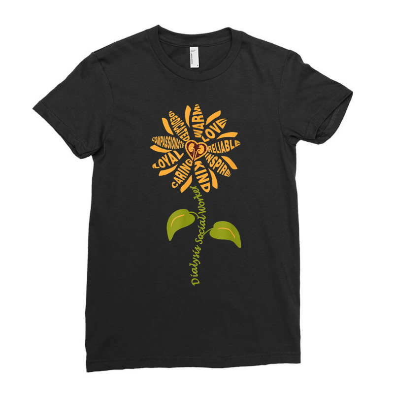 Dialysis Social Worker Renal Heart Sunflower T Shirt Ladies Fitted T-Shirt by choninzel | Artistshot