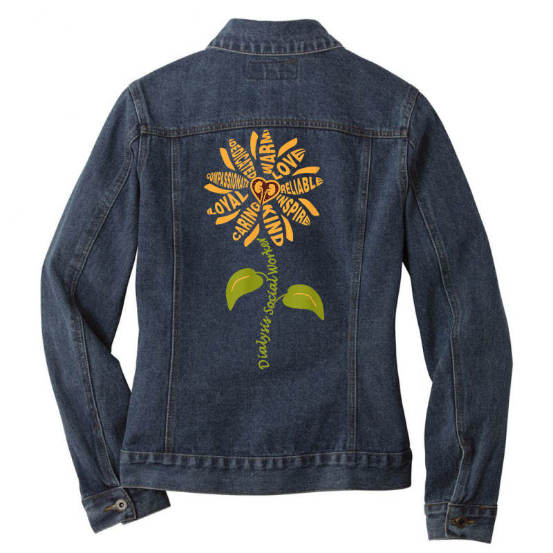 Dialysis Social Worker Renal Heart Sunflower T Shirt Ladies Denim Jacket by choninzel | Artistshot