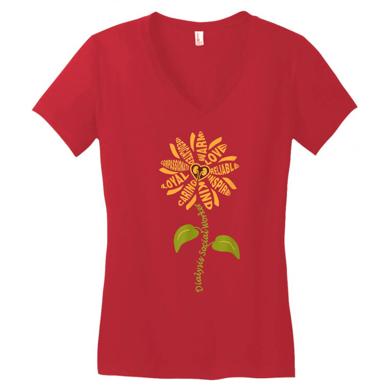 Dialysis Social Worker Renal Heart Sunflower T Shirt Women's V-Neck T-Shirt by choninzel | Artistshot