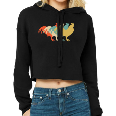 Chicken Retro Vintage Cropped Hoodie Designed By Hoainv