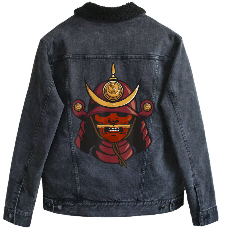 Samurai Warrior Mask Japan Yoroi Menpo T Shirt Unisex Sherpa-Lined Denim Jacket by polioukhi | Artistshot