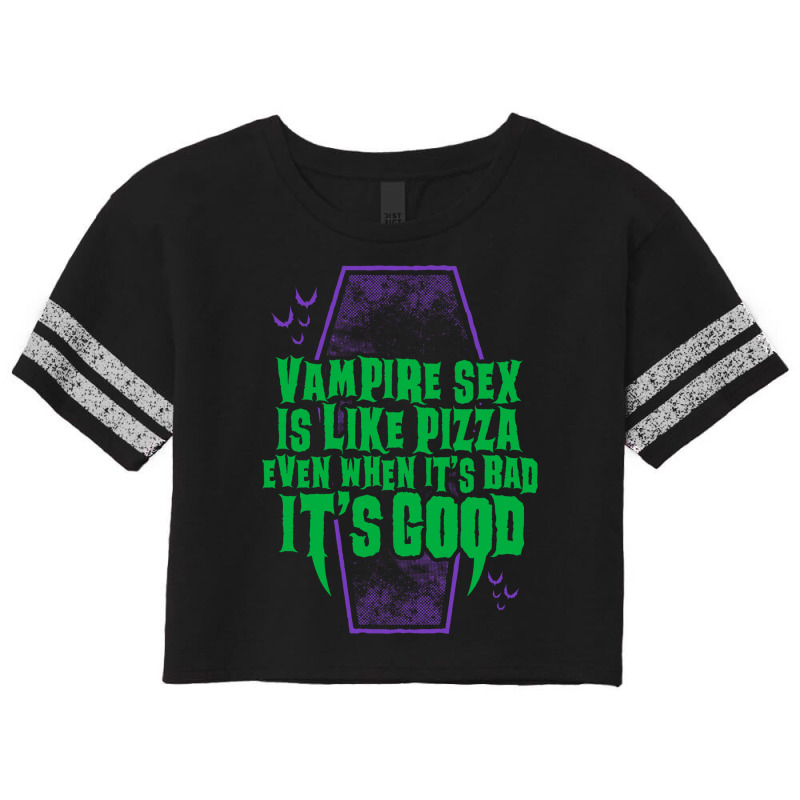 Vampire Sex Is Like Pizza   Funny Goth Vampire   Vintage Distressed Scorecard Crop Tee by haffaruviek | Artistshot