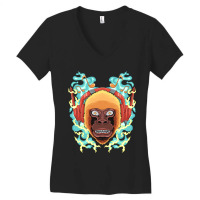 The Monkey Listens To Music Angry Ape Gorilla King Zoo Women's V-neck T-shirt | Artistshot