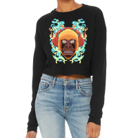 The Monkey Listens To Music Angry Ape Gorilla King Zoo Cropped Sweater | Artistshot