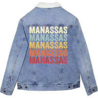 Manassas Virginia Manassas Va Retro Vintage Text T Shirt Unisex Sherpa-lined Denim Jacket | Artistshot