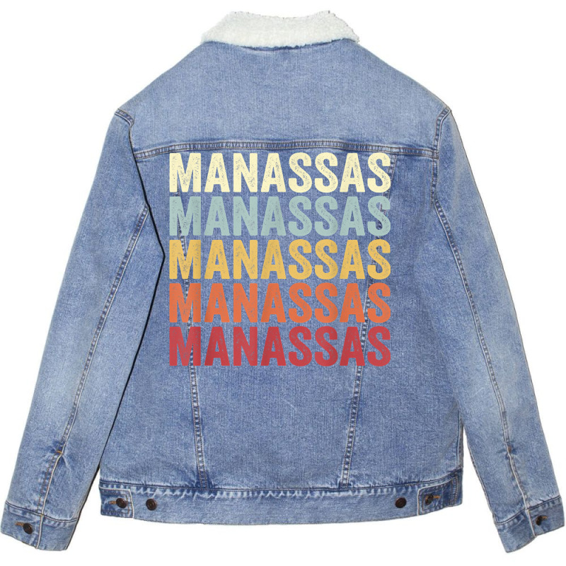 Manassas Virginia Manassas Va Retro Vintage Text T Shirt Unisex Sherpa-Lined Denim Jacket by mal1o2poncio | Artistshot