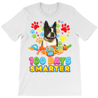 100 Days Smarter Boston Terrier Dog Paw Prints Heart 100th T Shirt T-shirt | Artistshot