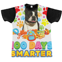 100 Days Smarter Boston Terrier Dog Paw Prints Heart 100th T Shirt Graphic T-shirt | Artistshot