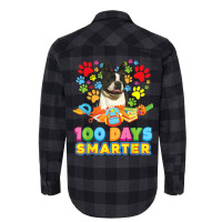 100 Days Smarter Boston Terrier Dog Paw Prints Heart 100th T Shirt Flannel Shirt | Artistshot