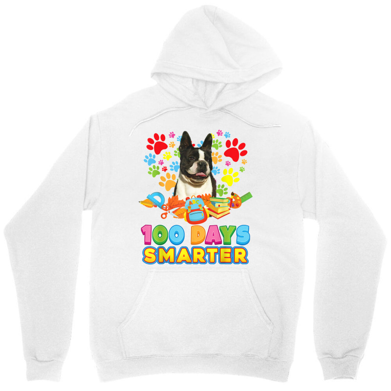 100 Days Smarter Boston Terrier Dog Paw Prints Heart 100th T Shirt Unisex Hoodie | Artistshot