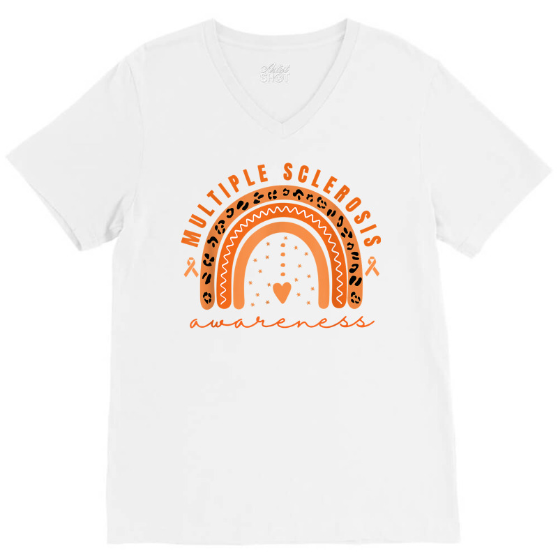 Multiple Sclerosis Awareness Orange Rainbow Ms Warrior Women T Shirt V-neck Tee | Artistshot