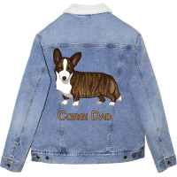 Black Tan Brindle Cardigan Welsh Corgi Dad Dog Lover Gift Long Sleeve Unisex Sherpa-lined Denim Jacket | Artistshot