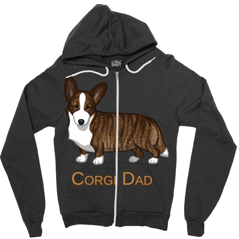 Black Tan Brindle Cardigan Welsh Corgi Dad Dog Lover Gift Long Sleeve Zipper Hoodie by wiltoban | Artistshot