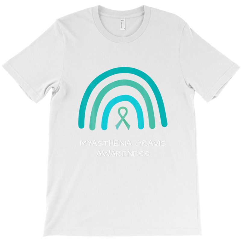 Teal Rainbow Ribbon - Myasthenia Gravis Awareness Support T-shirt | Artistshot