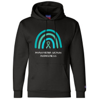 Teal Rainbow Ribbon - Myasthenia Gravis Awareness Support Champion Hoodie | Artistshot