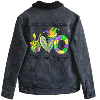 Peace Love King Cake Mardi Gras Tshirt Men Women Kids T Shirt Unisex Sherpa-lined Denim Jacket | Artistshot