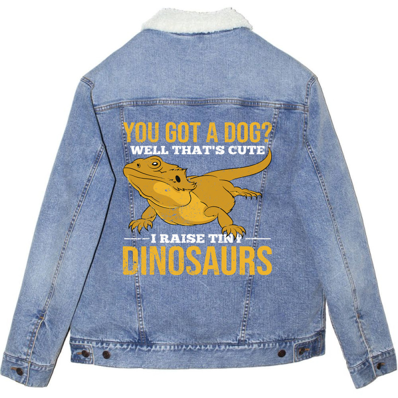 Tiny Dinosaurs Animal Pet Owner Reptile Funny Bearded Dragon Unisex Sherpa-Lined Denim Jacket by AURRADILLARD | Artistshot