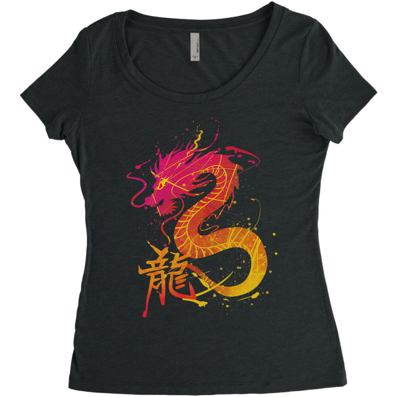 Traditional Chinese Dragon Women's Triblend Scoop T-shirt by AURRADILLARD | Artistshot