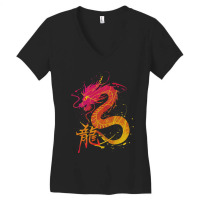 Traditional Chinese Dragon Women's V-neck T-shirt | Artistshot