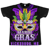 Mardi Gras Parade Vicksburg Mississippi Mask Feathers T Shirt Graphic T-shirt | Artistshot