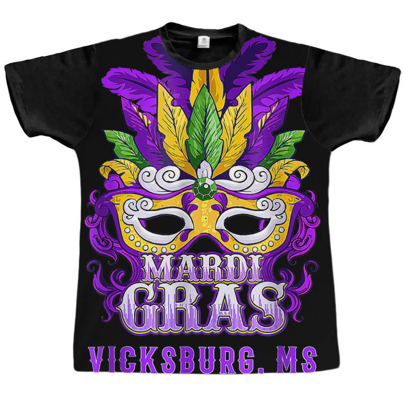 Mardi Gras Parade Vicksburg Mississippi Mask Feathers T Shirt Graphic T-shirt by linbere | Artistshot