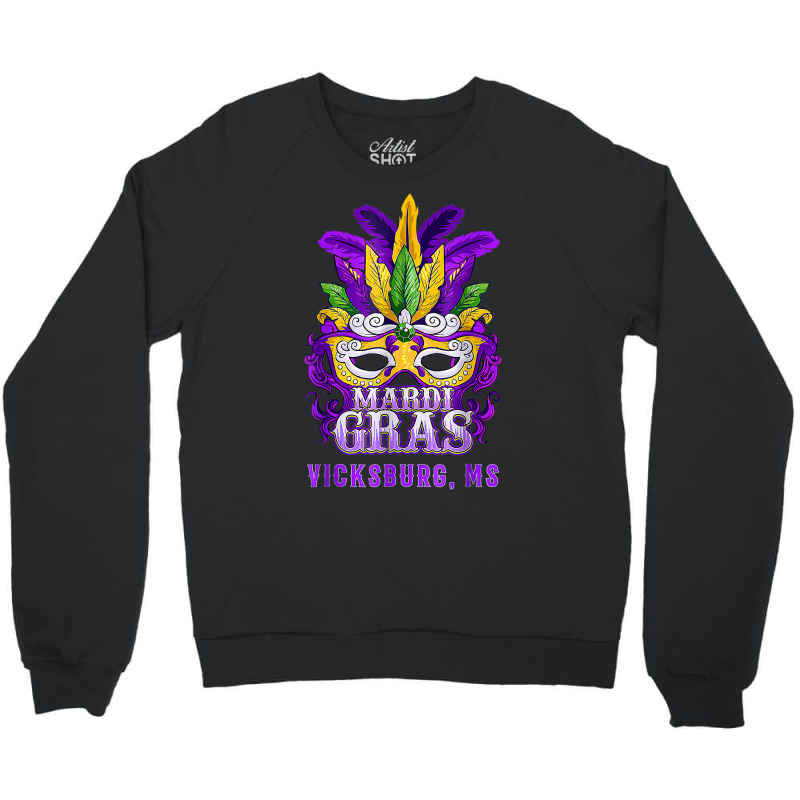 Mardi Gras Parade Vicksburg Mississippi Mask Feathers T Shirt Crewneck Sweatshirt by linbere | Artistshot