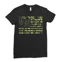 I Stand The Flag Camo Usa Flag Veteran Ladies Fitted T-shirt | Artistshot