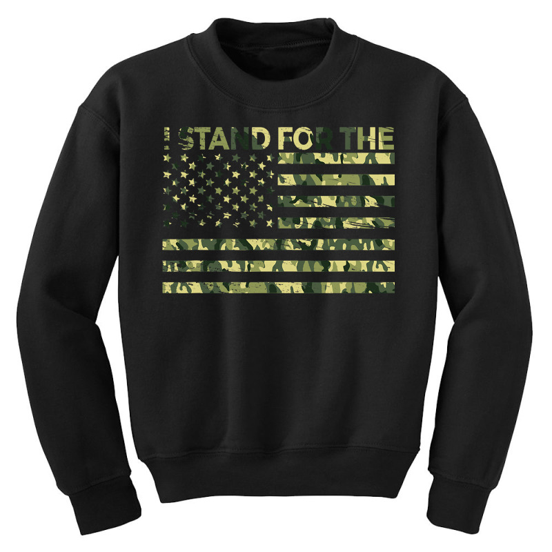 I Stand The Flag Camo Usa Flag Veteran Youth Sweatshirt by AdeArt | Artistshot