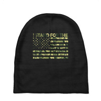 I Stand The Flag Camo Usa Flag Veteran Baby Beanies | Artistshot