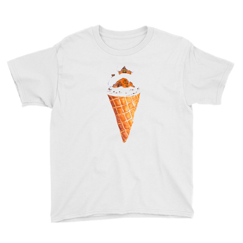 Gingerbread House Ice Cream Cone,christmas Snowy Gingerbread Youth Tee by marinah | Artistshot