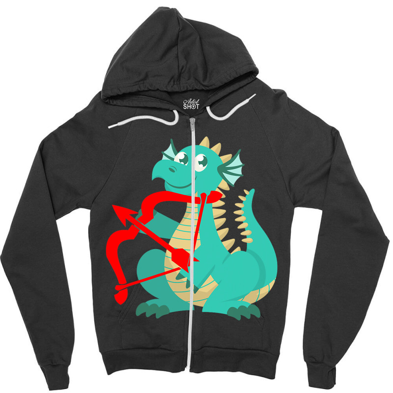 Valentines Day Dragon Red Cupid Bow Zipper Hoodie by AURRADILLARD | Artistshot