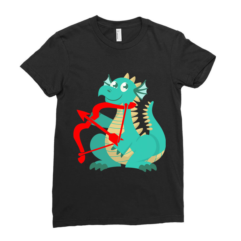 Valentines Day Dragon Red Cupid Bow Ladies Fitted T-Shirt by AURRADILLARD | Artistshot