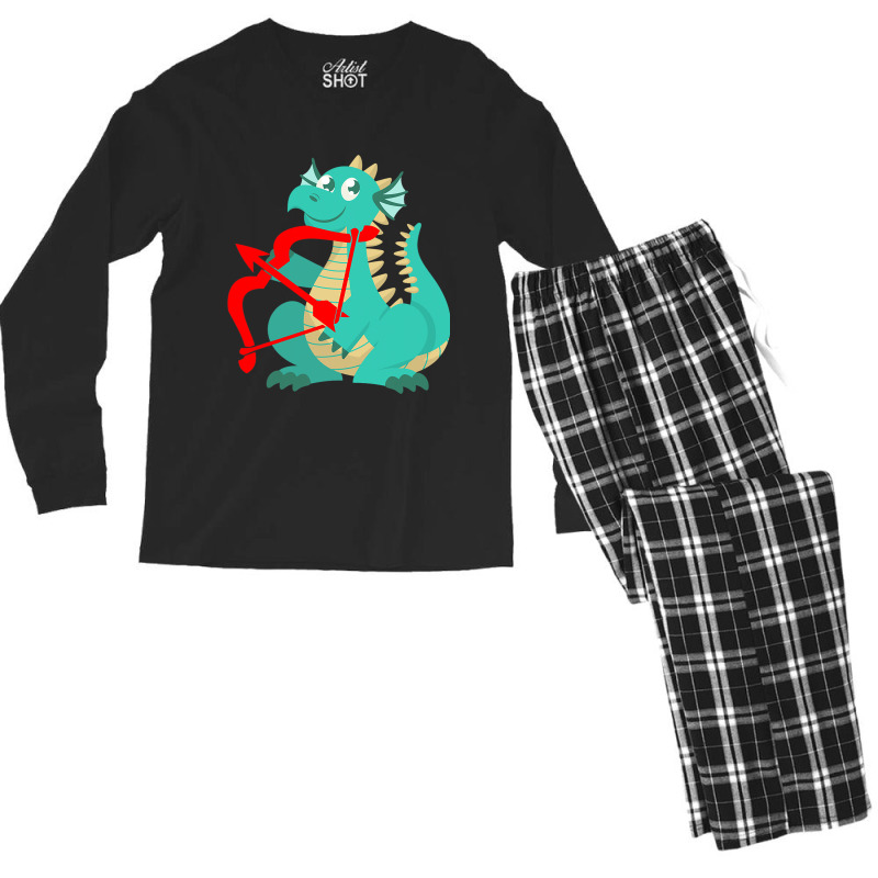 Valentines Day Dragon Red Cupid Bow Men's Long Sleeve Pajama Set by AURRADILLARD | Artistshot