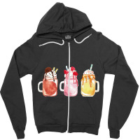 Chocolate Strawberry Vanilla Milkshake Zipper Hoodie | Artistshot