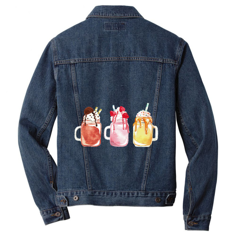 Chocolate Strawberry Vanilla Milkshake Men Denim Jacket by semartahu | Artistshot