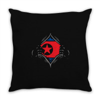 North Korea  Two Hands Ripping Revealing Flag Of North Korea Throw Pillow | Artistshot