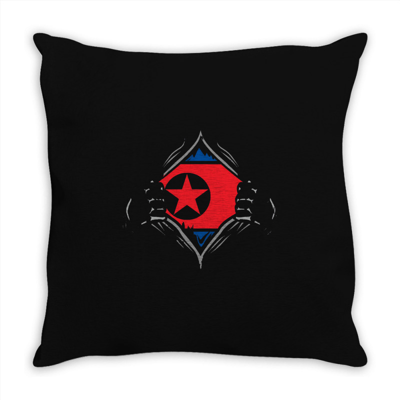 North Korea  Two Hands Ripping Revealing Flag Of North Korea Throw Pillow | Artistshot