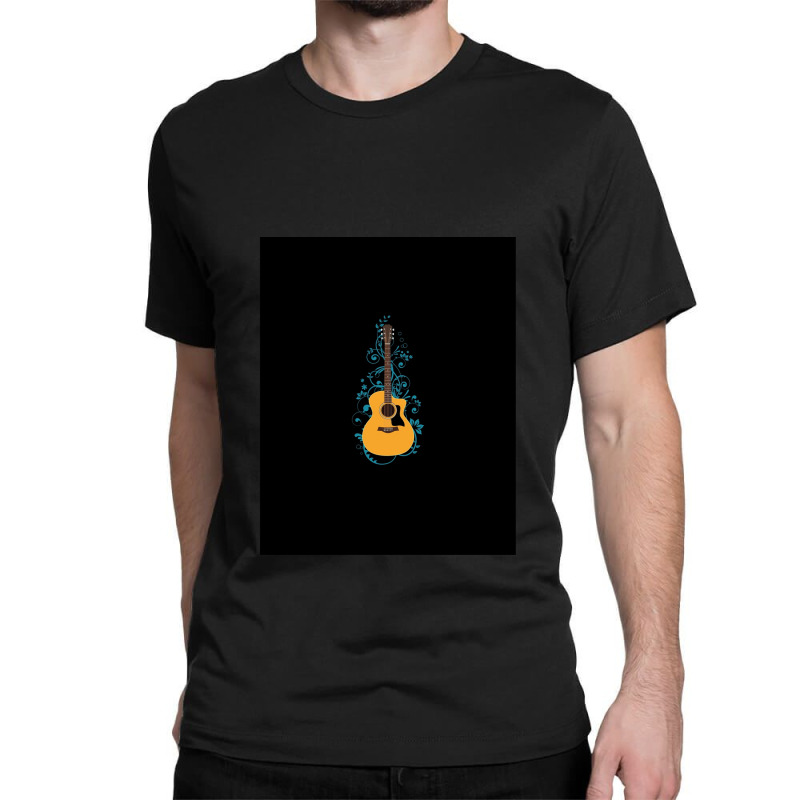 Natural Auditorium Acoustic Guitar Flowering Vines Classic T-shirt | Artistshot