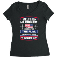 I Stand The Flag Kneel The Cross Usa Women's Triblend Scoop T-shirt | Artistshot