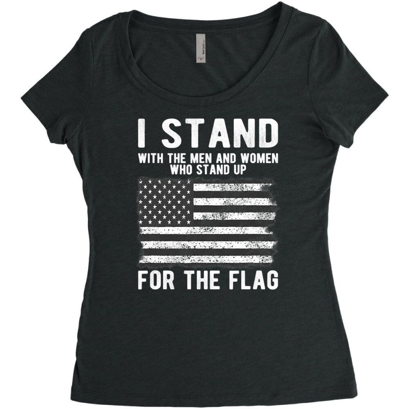 I Stand The Flag Usa American Patriotic Women's Triblend Scoop T-shirt by AdeArt | Artistshot