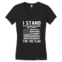 I Stand The Flag Usa American Patriotic Women's V-neck T-shirt | Artistshot