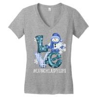 Lunch Lady Love Snowman Xmas Women Winter Season Christmas T Shirt Women's V-neck T-shirt | Artistshot