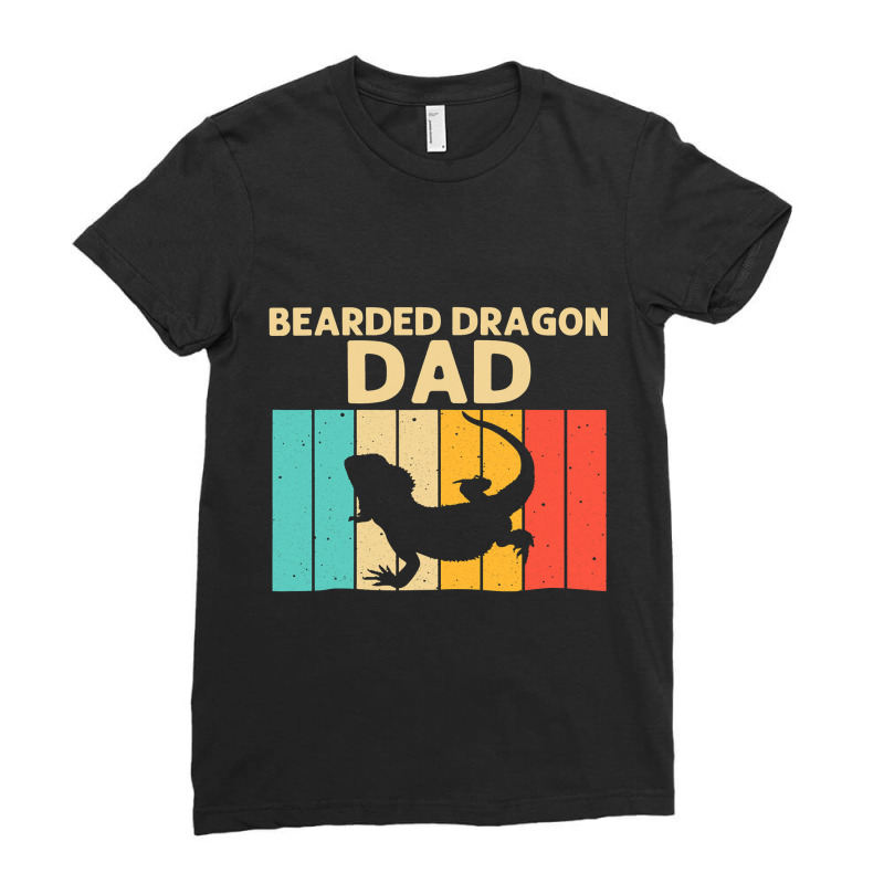 Vintage Bearded Dragon Design For Dad Grandpa Reptile Lover Ladies Fitted T-Shirt by AURRADILLARD | Artistshot