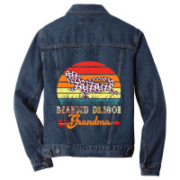 Vintage Bearded Dragon Grandma Flower Leopard Bearded Dragon Men Denim Jacket | Artistshot