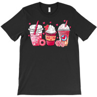 Valentine Coffee Heart Iced Coffee Lover Donut Valentine Day T Shirt T-shirt | Artistshot