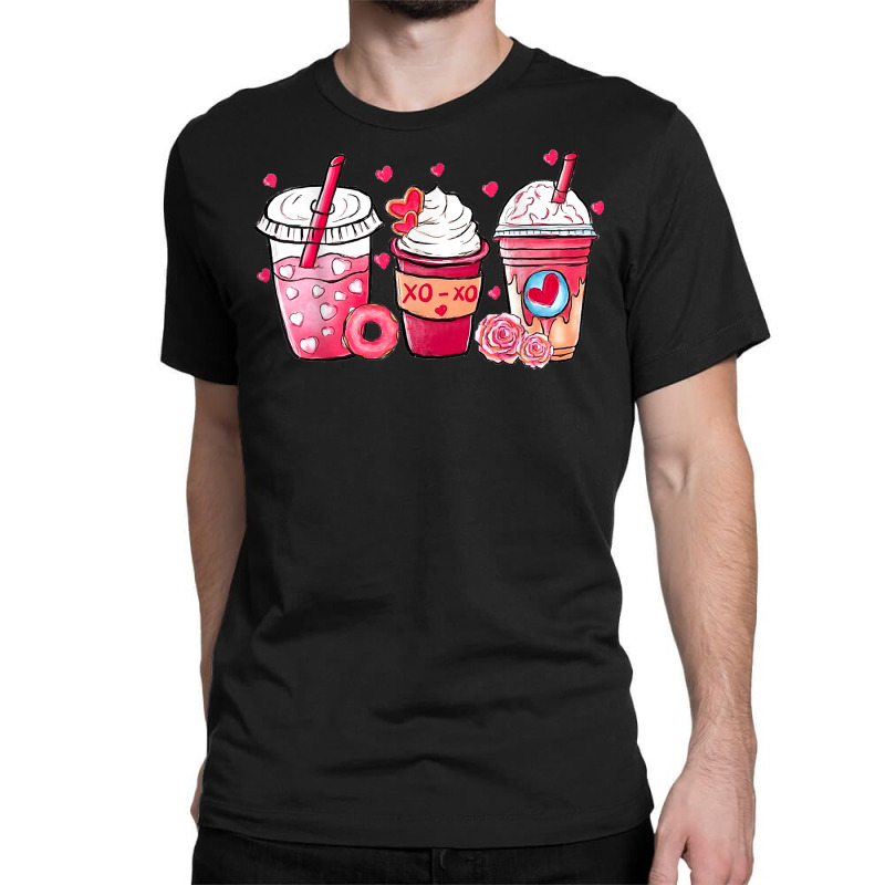 Valentine Coffee Heart Iced Coffee Lover Donut Valentine Day T Shirt Classic T-shirt by latodorjnb | Artistshot