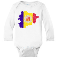 Andorra Map Flag Drawing Line Art Long Sleeve Baby Bodysuit | Artistshot